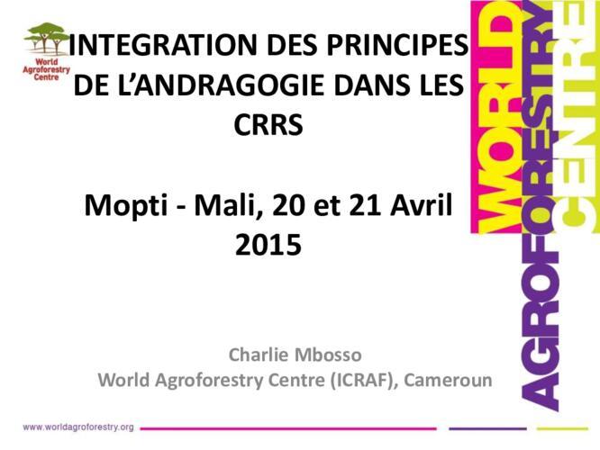 Integration des principes de l’andragogie dans les CRRS
