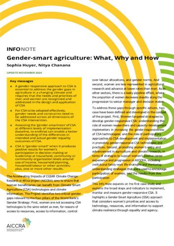 Gender-smart agriculture: What, Why and How