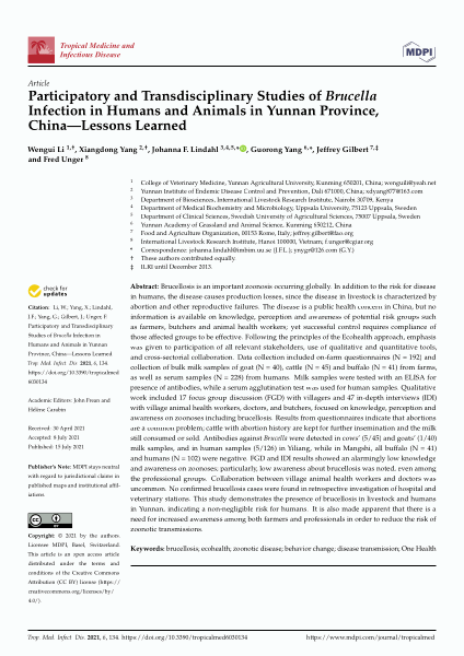 Participatory and transdisciplinary studies of Brucella infection in humans and animals in Yunnan Province, China—Lessons learned