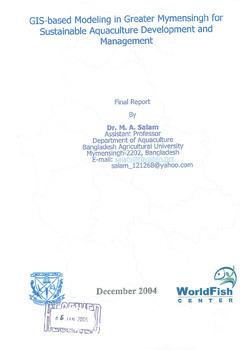 GIS-based modeling in greater Mymensingh for sustainable aquaculture development and management: final report