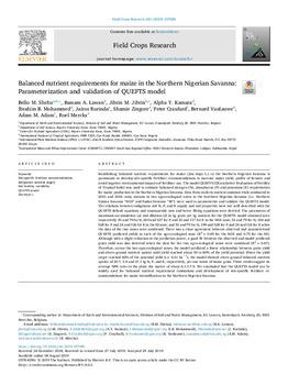 Balanced nutrient requirements for maize in the Northern Nigerian Savanna: parameterization and validation of QUEFTS model