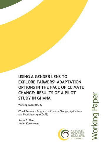 Using a gender lens to explore farmers' adaptation options in the face of climate change: Results of a pilot study in Ghana