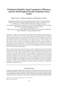 Production Rigidity, Input Lumpiness, Efficiency, and the Technological Hurdle of Quebec Dairy Farms