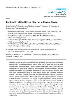 Profitability of small-scale fisheries in Elmina, Ghana