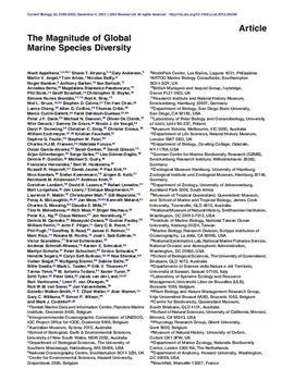 The magnitude of global marine species diversity