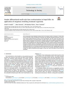 Gender differentiated small-scale farm mechanization in Nepal hills: an application of exogenous switching treatment regression