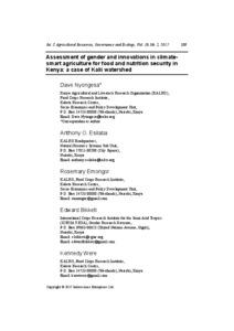 Assessment of gender and innovations in climatesmart agriculture for food and nutrition security in Kenya: a case of Kalii watershed