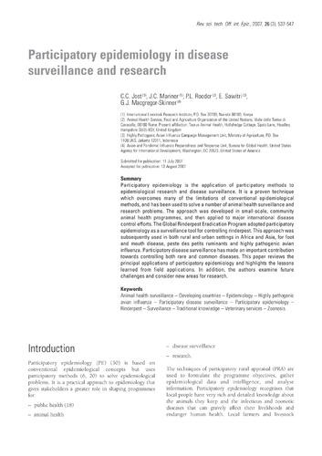 Participatory epidemiology in disease surveillance and research