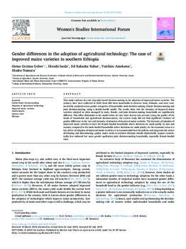 Gender differences in the adoption of agricultural technology:  the case of improved maize varieties in southern Ethiopia