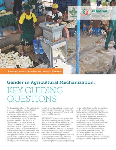 Gender in agricultural mechanization: Key guiding questions