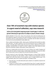 Over 70% of essential crop wild relative species in urgent need of collection, says new research