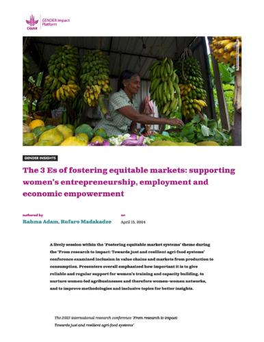 The 3 Es of fostering equitable markets: supporting women’s entrepreneurship, employment and economic empowerment