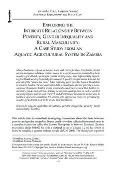 Exploring the intricate relationship between poverty, gender inequality and rural masculinity: A Case study from an Aquatic Agricultural System in Zambia