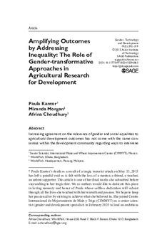 Amplifying outcomes by addressing inequality: The role of gender-transformative approaches in agricultural research for development