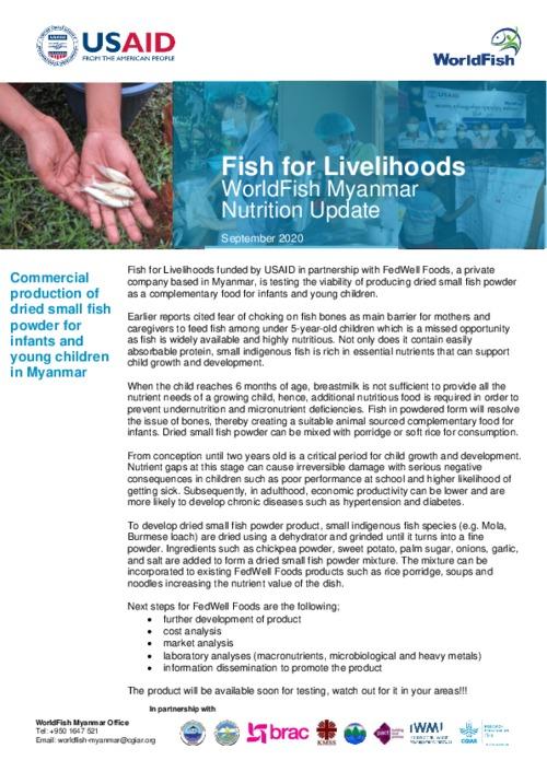 Fish for Livelihoods: Nutrition update September 2020