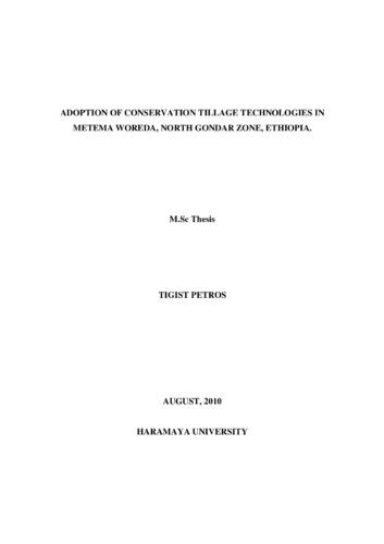 Adoption of conservation tillage technologies in Metema Woreda, North Gondar Zone, Ethiopia