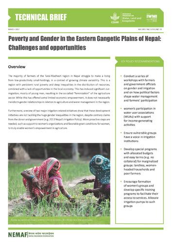 Poverty and gender in the eastern gangetic plains of Nepal: Challenges and opportunities