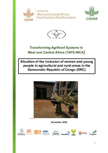 Situation of the inclusion of women and young  people in agricultural and rural areas in the  Democratic Republic of Congo (DRC)