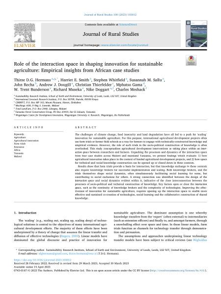 Role of the interaction space in shaping innovation for sustainable agriculture: Empirical insights from African case studies