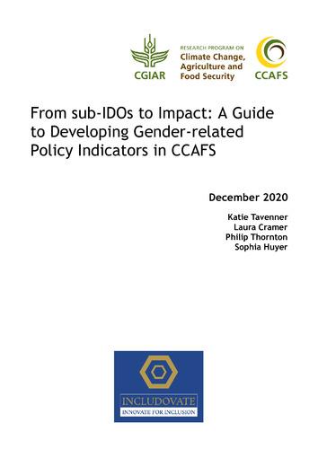 From sub-IDOs to Impact: A Guide to Developing Gender-related Policy Indicators in CCAFS