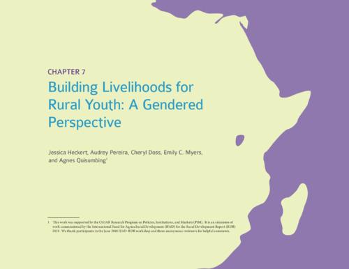 Building livelihoods for rural youth: A gendered perspective