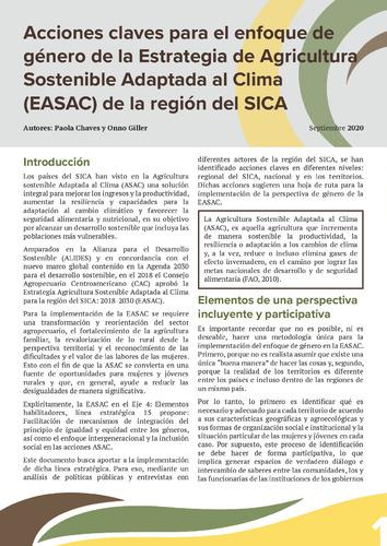 Acciones claves para el enfoque de género de la Estrategia de Agricultura Sostenible Adaptada al Clima (EASAC) de la región del SICA