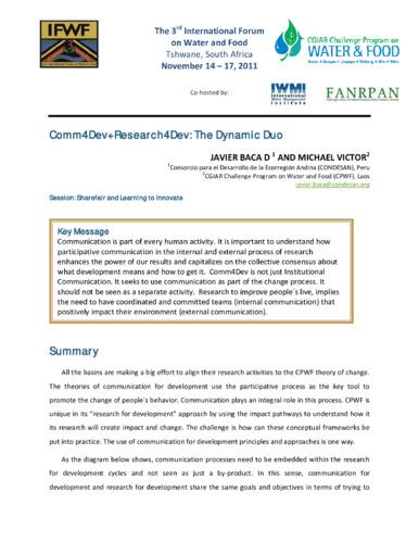 Comm4Dev+Research4Dev: The dynamic duo