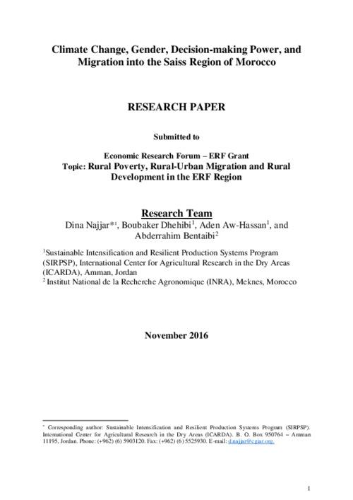 Climate Change, Gender, Decision-making Power, and Migration into the Saiss Region of Morocco