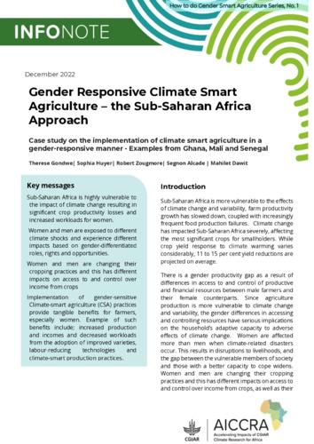 Gender Responsive Climate Smart Agriculture the Sub-Saharan African Approach