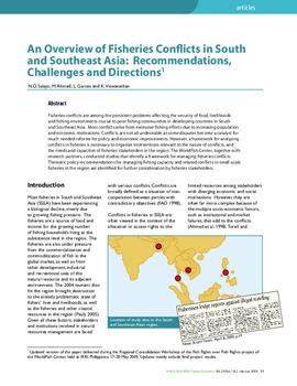 An Overview of Fisheries Conflicts in South and Southeast Asia: Recommendations, Challenges and Directions