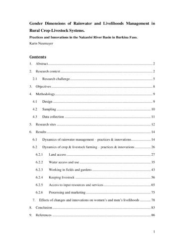 Gender dimensions of rainwater and livelihoods management in rural crop-livestock systems:Practices and Innovations in the Nakanbé River Basin in Burkina Faso