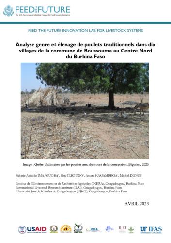 Analyse genre et élevage de poulets traditionnels dans dix villages de la commune de Boussouma au Centre Nord du Burkina Faso