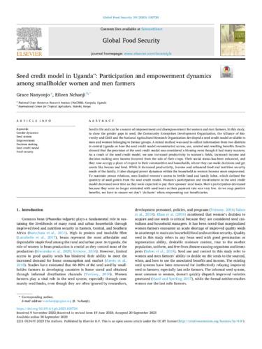Seed credit model in Uganda: Participation and empowerment dynamics among smallholder women and men farmers