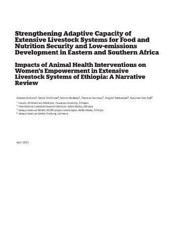Impacts of Animal Health Interventions on Women's Empowerment in Extensive Livestock Systems of Ethiopia: A Narrative Review