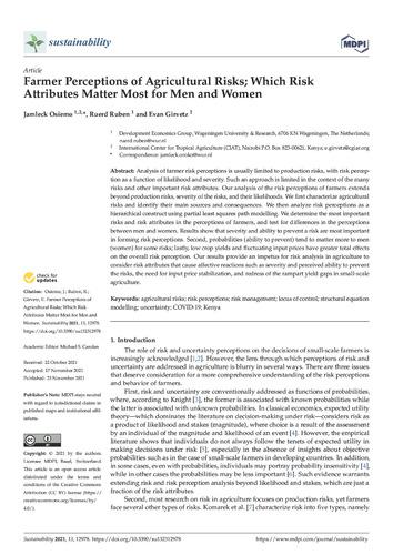 Farmer perceptions of agricultural risks: Which risk attributes matter most for men and women