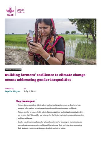 Building farmers. resilience to climate change means addressing gender inequalities