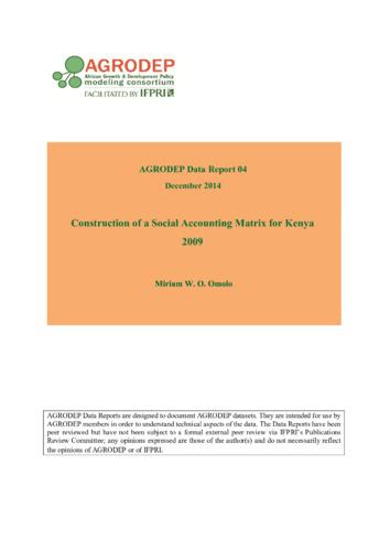 Construction of a social accounting matrix for Kenya 2009