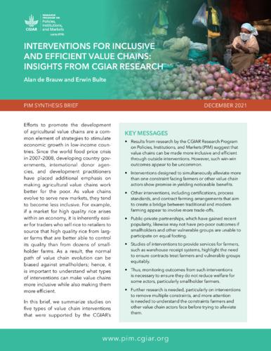 Interventions for inclusive and efficient value chains: Insights from CGIAR research