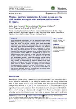 Unequal partners: associations between power, agency and benefits among women and men maize farmers in Nigeria