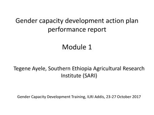 Southern Agricultural Research Institute Gender capacity development action plan performance report - Module 1