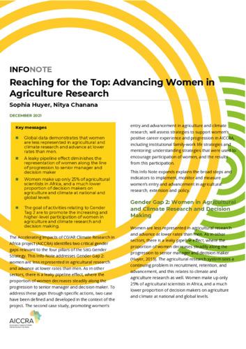 Reaching for the Top: Advancing Women in Agriculture Research