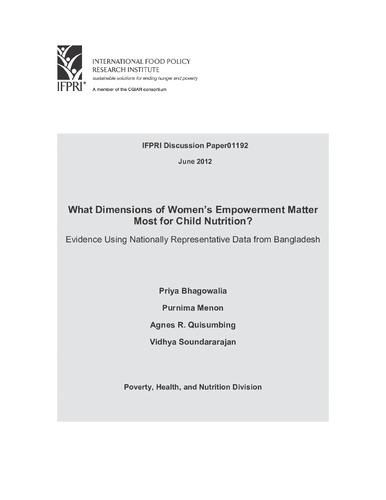 What Dimensions of Women’s Empowerment Matter Most for Child Nutrition? Evidence Using Nationally Representative Data from Bangladesh