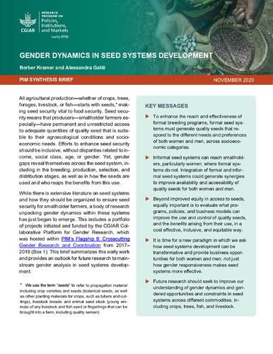 Gender dynamics in seed systems development