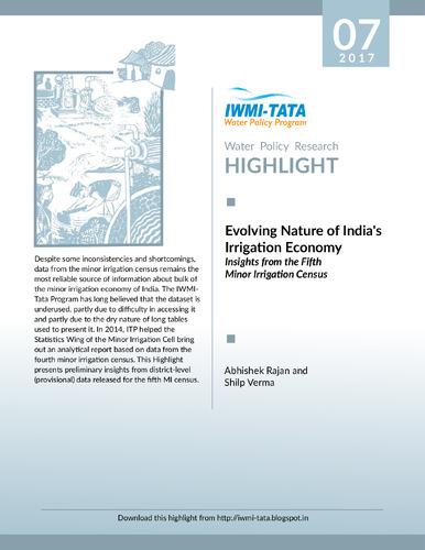 Evolving nature of India's irrigation economy: insights from the fifth minor irrigation census