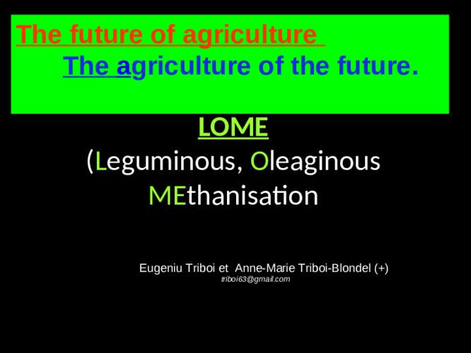 LOME (leguminous, oleaginous, methanisation)