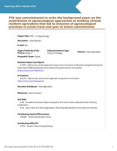FTA was commissioned to write the background paper on the contribution of agroecological approaches to building climate resilient agriculture that led to inclusion of agroecological practices in action track and year of action commitments