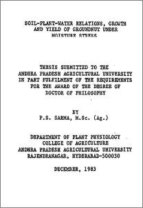 Soil and plant-water relations, growth and yield of Groundnut under moisture stress