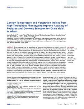 Canopy temperature and vegetation indices from high-throughput phenotyping improve accuracy of pedigree and genomic selection for grain yield in wheat
