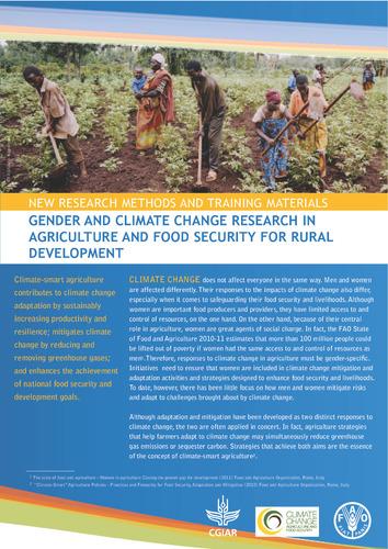 New research and training materials on gender and climate change research in agriculture and food security for rural development