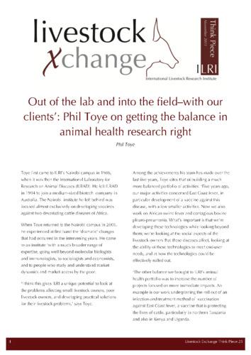 Out of the lab and into the field—with our clients’: Phil Toye on getting the balance in animal health research right